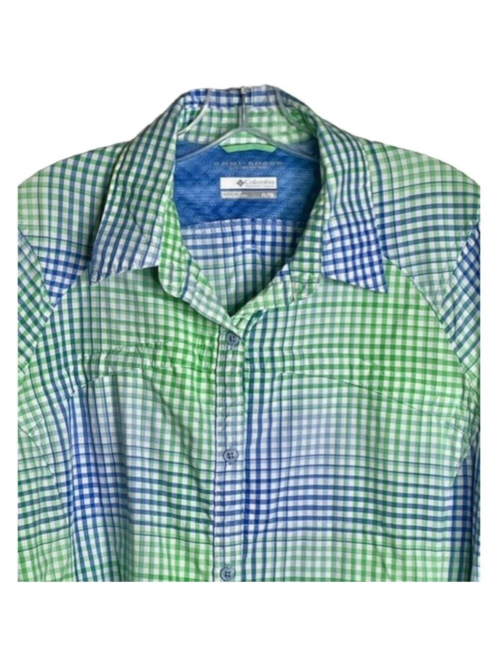 Columbia Silver Ridge Checked Shirt Roll Up Omni Shade - Green/Blue/White - XL - Picture 2 of 12